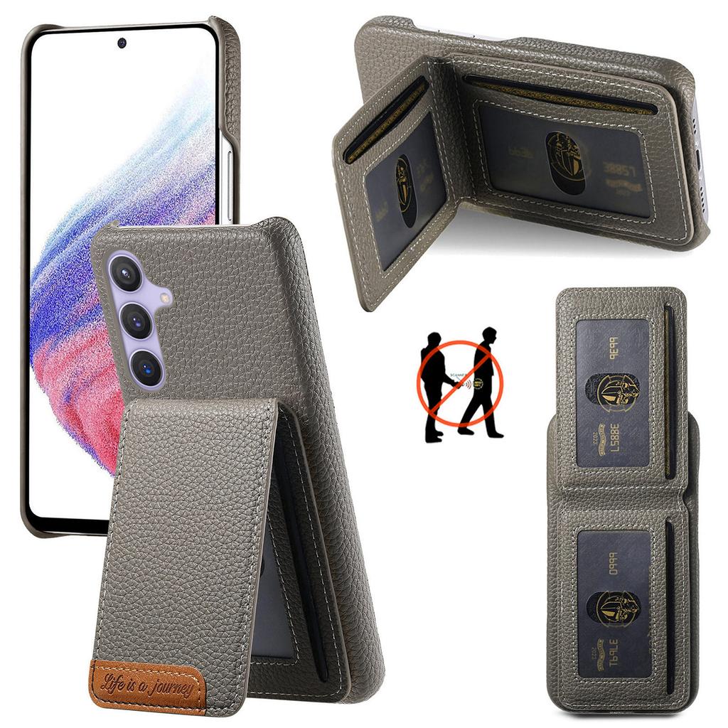For Samsung Galaxy S25+ Case RFID Blocking Card Holder Litchi Texture Leather Back Cover