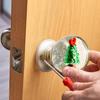 Christmas Door Knob Vintage Xmas Tress Santa Claus Transparent Faux Crystal Ball Decorative Bedroom Front Door Handle Replacement