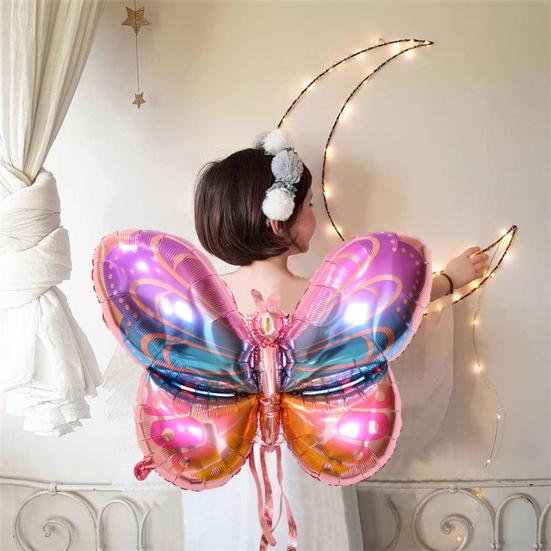 Большой шар-бабочка из алюминиевой фольги, красочный шар-бабочка, украшение для дня рождения, свадьбы, детского душа, детская игрушка