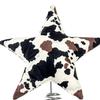 Soft Fabric Star Tree Topper Plush Star Christmas Treetop Ornament with Milk Cow Pattern for Farmhouse Holiday Home Decor