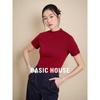 Женская футболка Basic House из смесовой шерсти и лиоцелла с полувысоким воротником