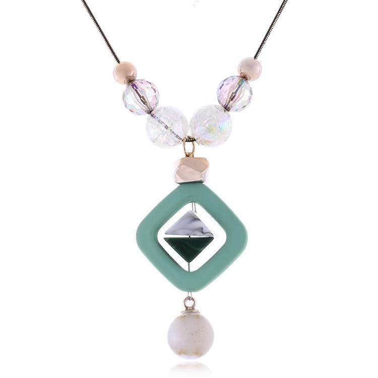 JMXD-Acrylic Necklace Women, Painted Bead Pendant Sweater Chain, New Accessories Fashion Jewelry