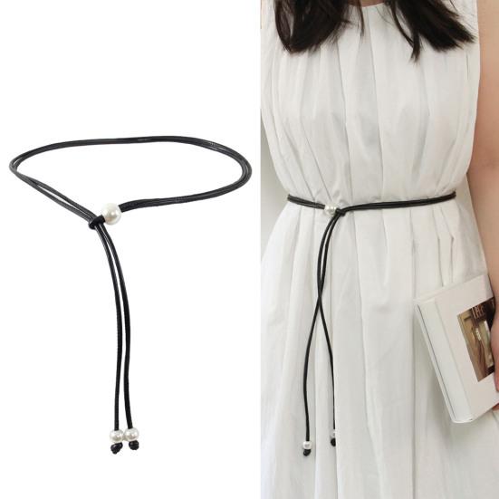 Women Belt Adjustable Design Imitation Leather Waistband Thin Rope Dress Shirt Top Versatile Belt Fashion Accessories