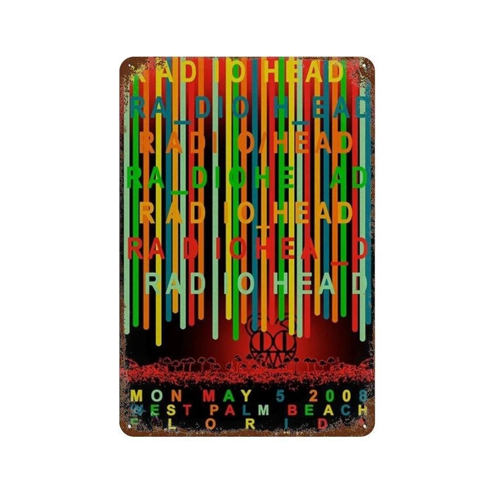 Рок-группа Radiohead Music Art Poster Ретро Металлическая жестяная вывеска Винтажная табличка для дома, комнаты, бара, клуба, мужской пещеры, кафе, декор настенные тарелки