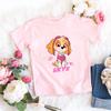 Paw Patrols Series TShirt Pink Cartoon Skye Short Sleeve Tops Summer Korean Clothes Casual Tees Cute Birthdays Gifts