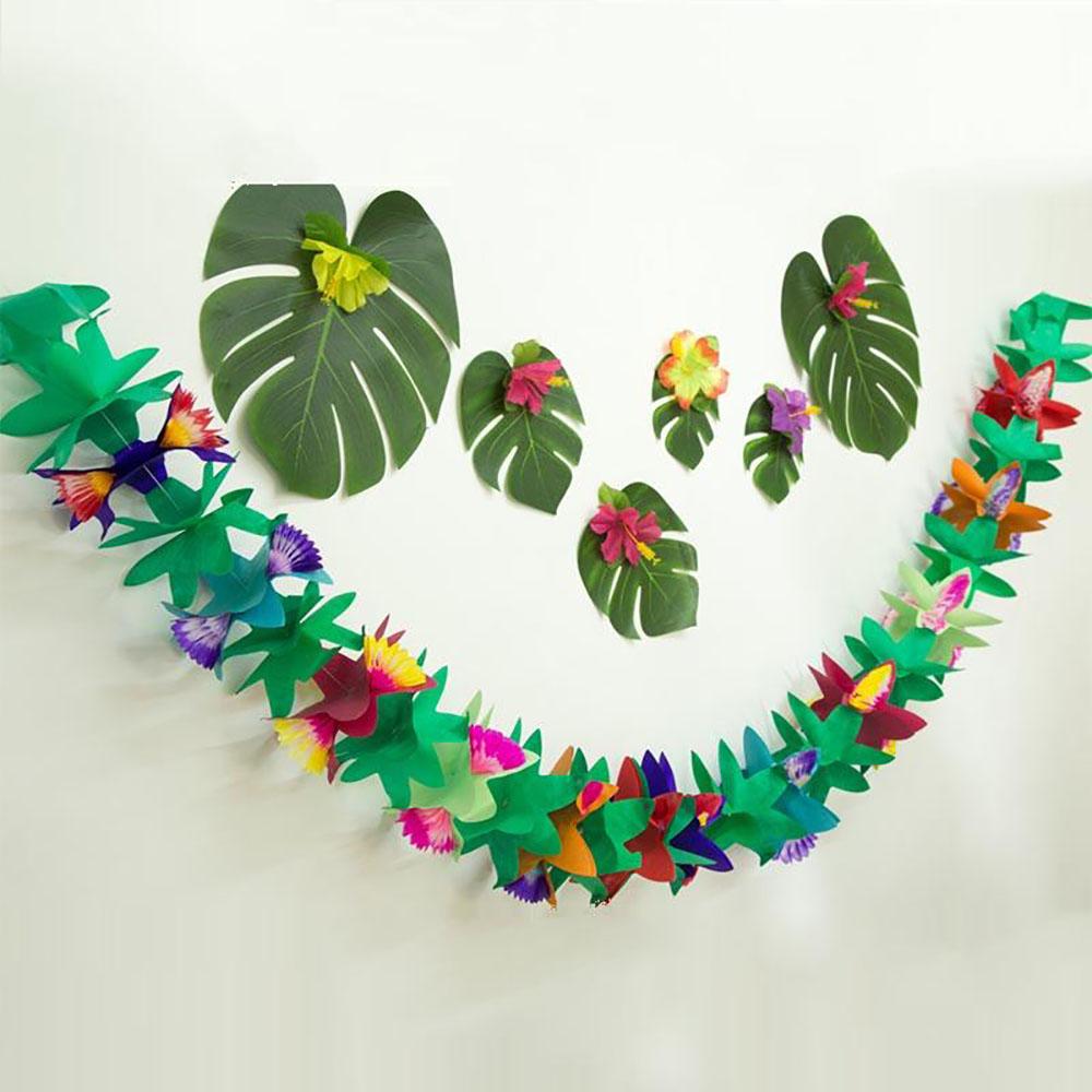 3M Hawaii Party Garland With Colorful Flower Paper String For Jungle Beach Theme Summer Party Hawaii Party Hanging Ornaments Decoration Supplies