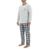 Ensemble Pyjama long homme en popeline à carreaux et Logo poitrine
