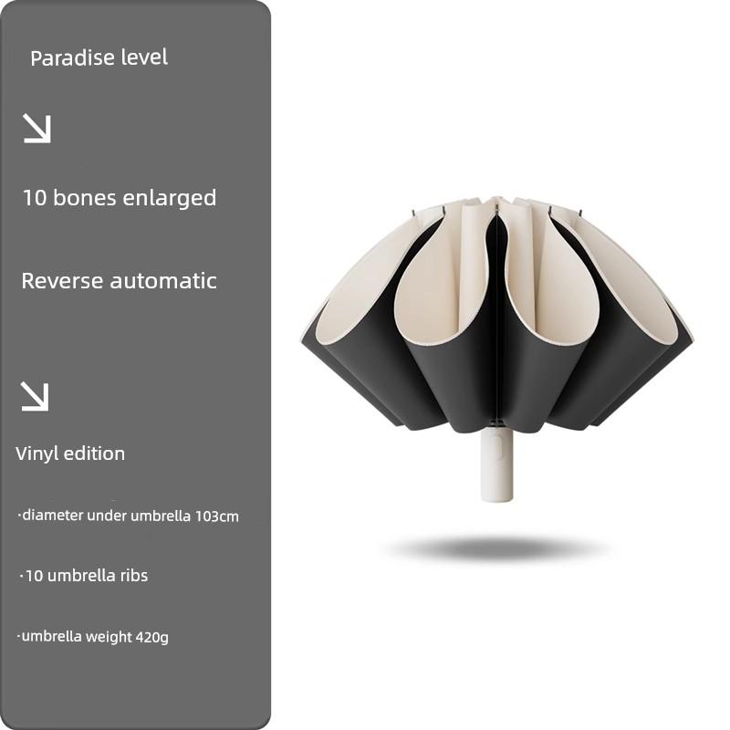 Paradise Umbrella Fully Automatic 70% off Black Coated Sun Protection Uv Protection Reverse Umbrella for Women and Men