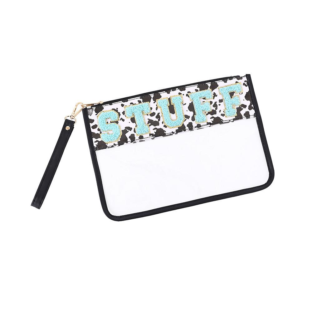 Clear Pvc Embroidered Alphabet Travel Toiletry Bag With Colorful Design