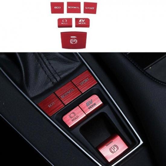 Center Console Red For Toyota Camry 2018- Gear Shift Button Sticker 6X Alloy