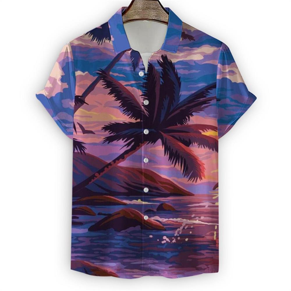 Мужская рубашка Hawaiian Palm Tree с принтом «Летний пляжный отдых» с 3D-принтом, короткий рукав, классная уличная рубашка с воротником на пуговицах