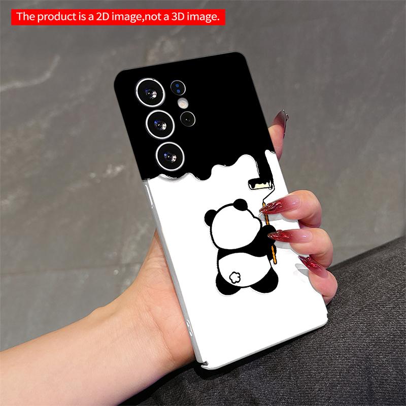 2DFlat Samsung phone case Panda Painting with Roller Art Applicable to Galaxy S23 S24 S25ULTRA S26 A12 A14 A15 A16 A54 A55