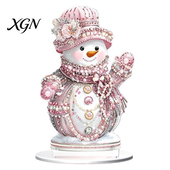 Christmas Theme Tabletop Ornaments Winter Ornaments, Double-sided Acrylic Snowman/Santa Claus/Reindeer/Cottage Table Seasonal Home Decorations