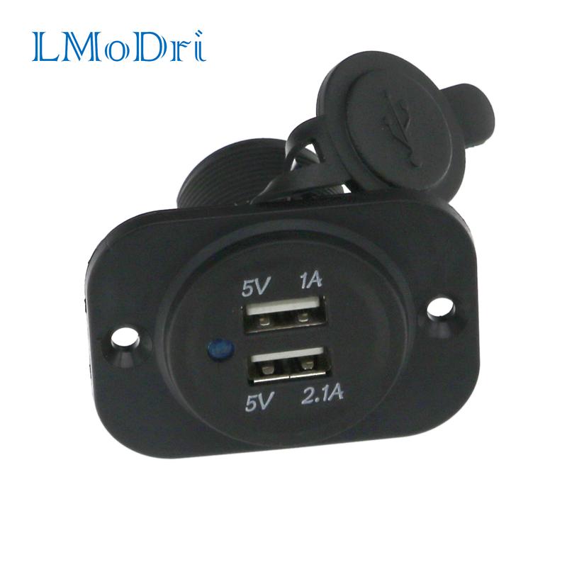 LMoDri Универсальный 12 В мотоциклетный водонепроницаемый двойной USB-порт зарядного устройства Розетка 1A 2.1A с креплением