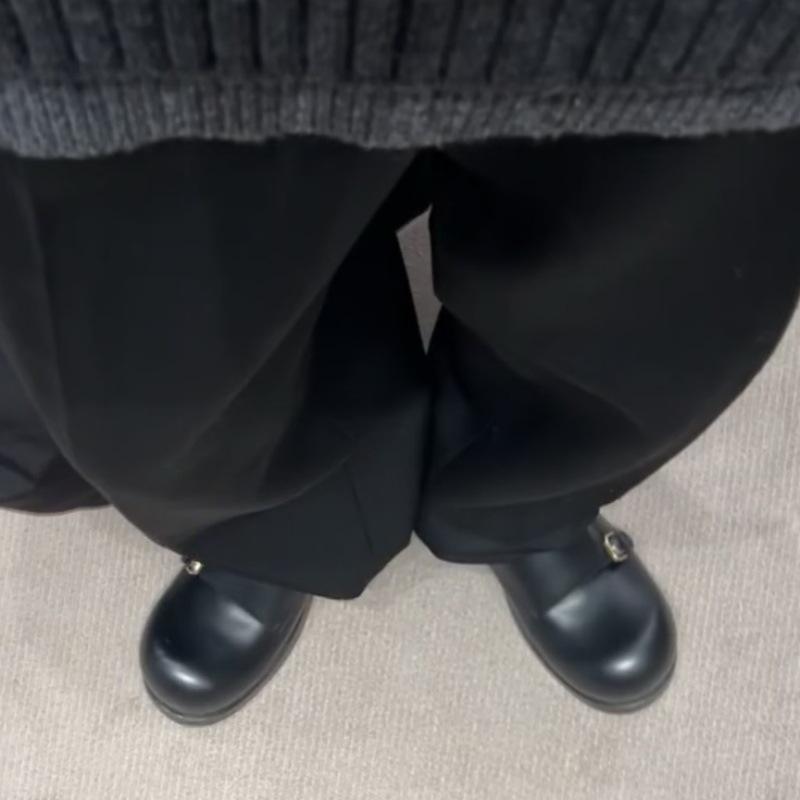 Мода 2024 Весна мужские Женские Одинарные Туфли Черная Кожа Толстая Подошва Обувь в Британском Стиле Повседневные Удобные Туфли на Платформе 36-45