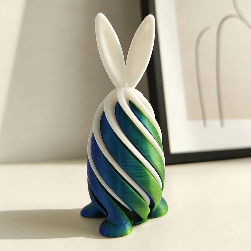 3D Printed Spiral Bunny Fidget Toy Gear Liquid Flow Cone With Rotating Design Anxiety Relief Toys Easter Day Desk Ornament Gift