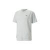 Logo Solid Color Crew Neck Pullover Short Sleeve Drop Shoulder T-Shirt Men T-Shirts Light-Heather-Gray 675704-04