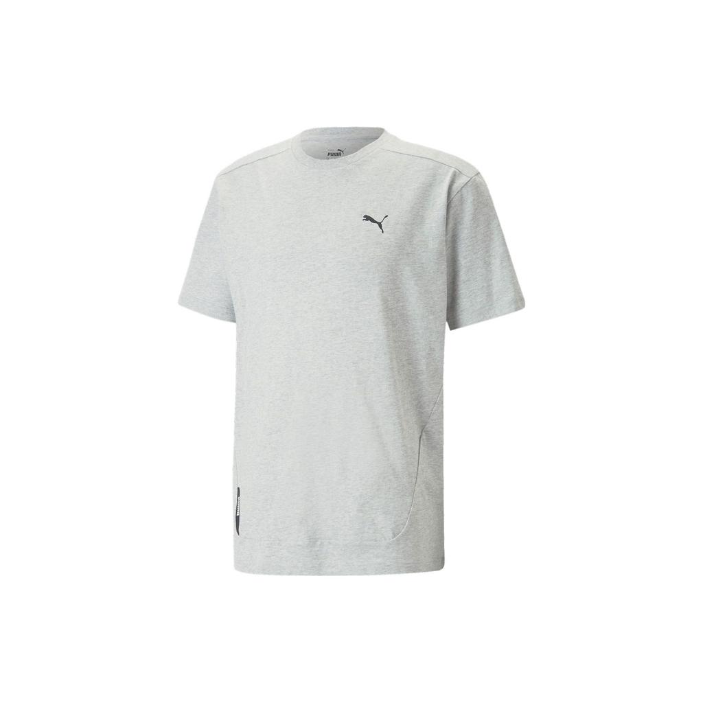 Puma Logo Solid Color Crew Neck Pullover Short Sleeve Drop Shoulder T-Shirt Men T-Shirts Light-Heather-Gray 675704-04