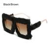 UV400 Square Frame Ladies Shades Plush Sunglasses Ladies Sexy Shades Punk Sun Glasses Soft Fur