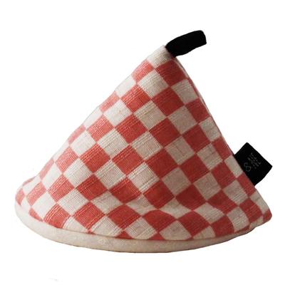 Triangular Pot Checkered Made In for Staub with 1 &NE Holder, Pink, Japan, Pots, Handles, Lids, Fabric, Loop, Small, Washable, Piece, NHK-048-IMPK