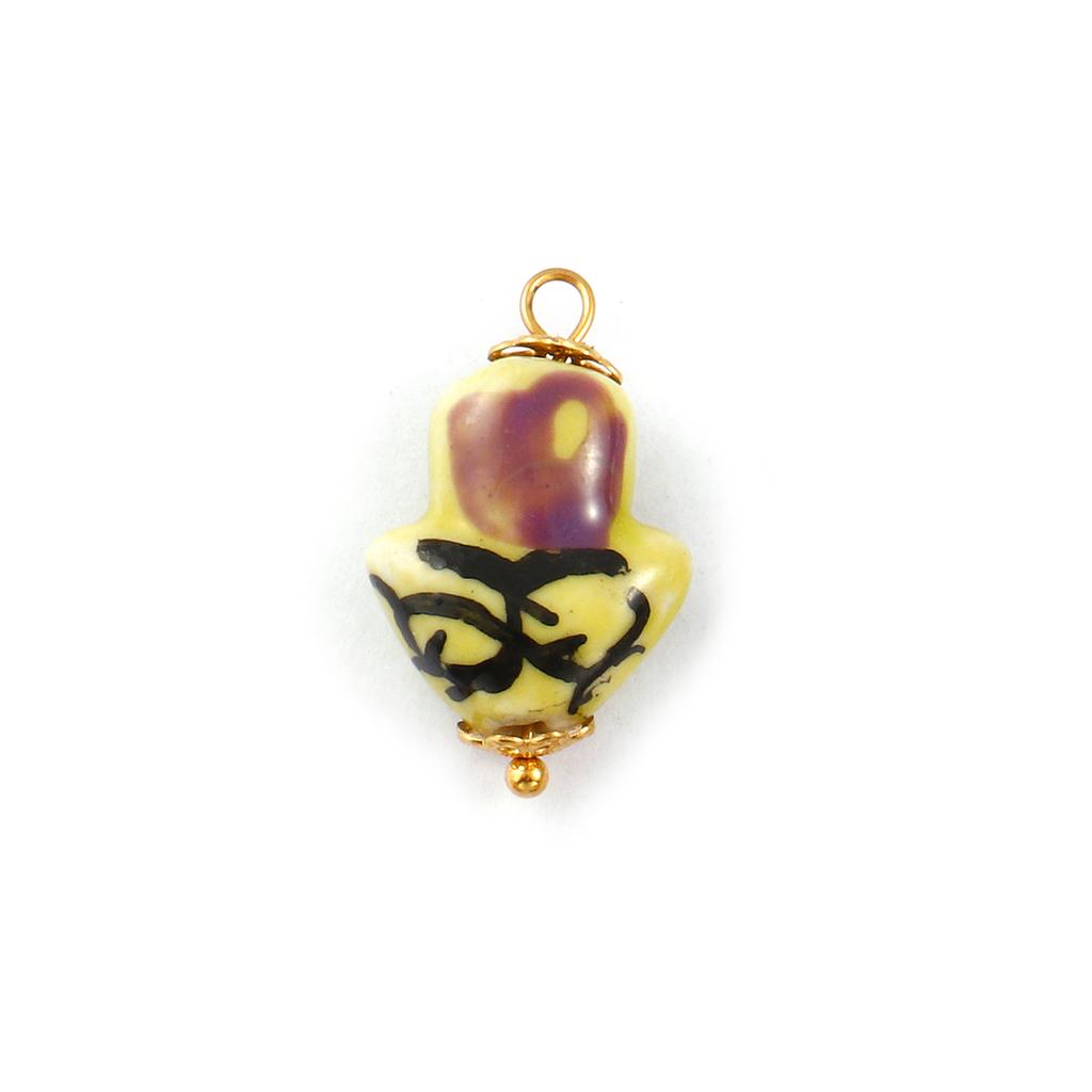2PCs 304 Stainless Steel & Ceramic Tulip Flower Charms Flora Collection 18K Gold Plated Pendants For DIY Necklace Jewelry Making