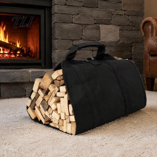 Large Capacity Firewood Storage Carrier Bag with Handle, Heavy Duty Log Tote, Durable for Camping Oxford Cloth Holder Indoor And Outdoor Use Fireplace