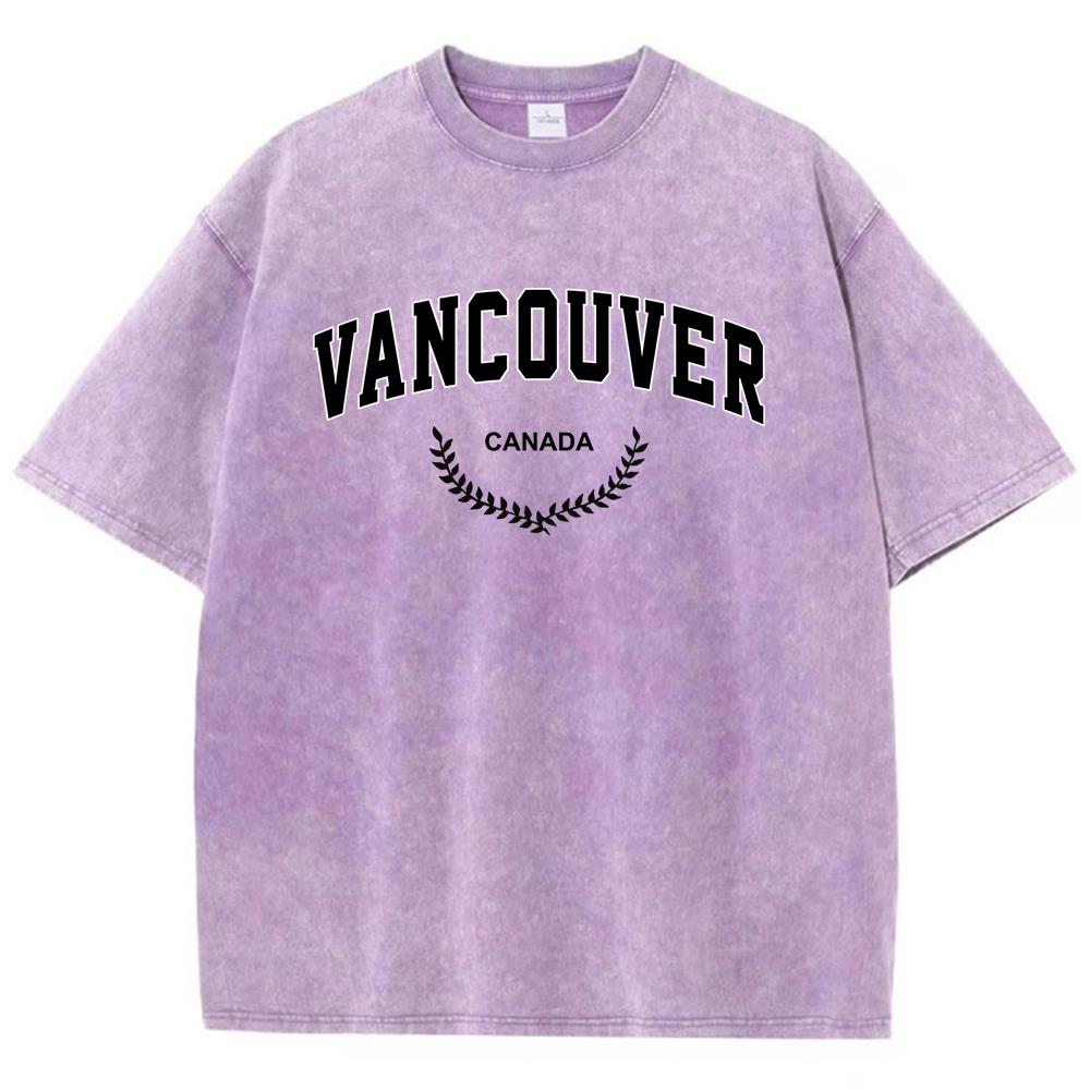 Ванкувер Черные Буквы Мужские Футболки Посадка Оверсайз Футболка Досуг Мягкая Футболка Удовольствие Дышащая Короткий Рукав