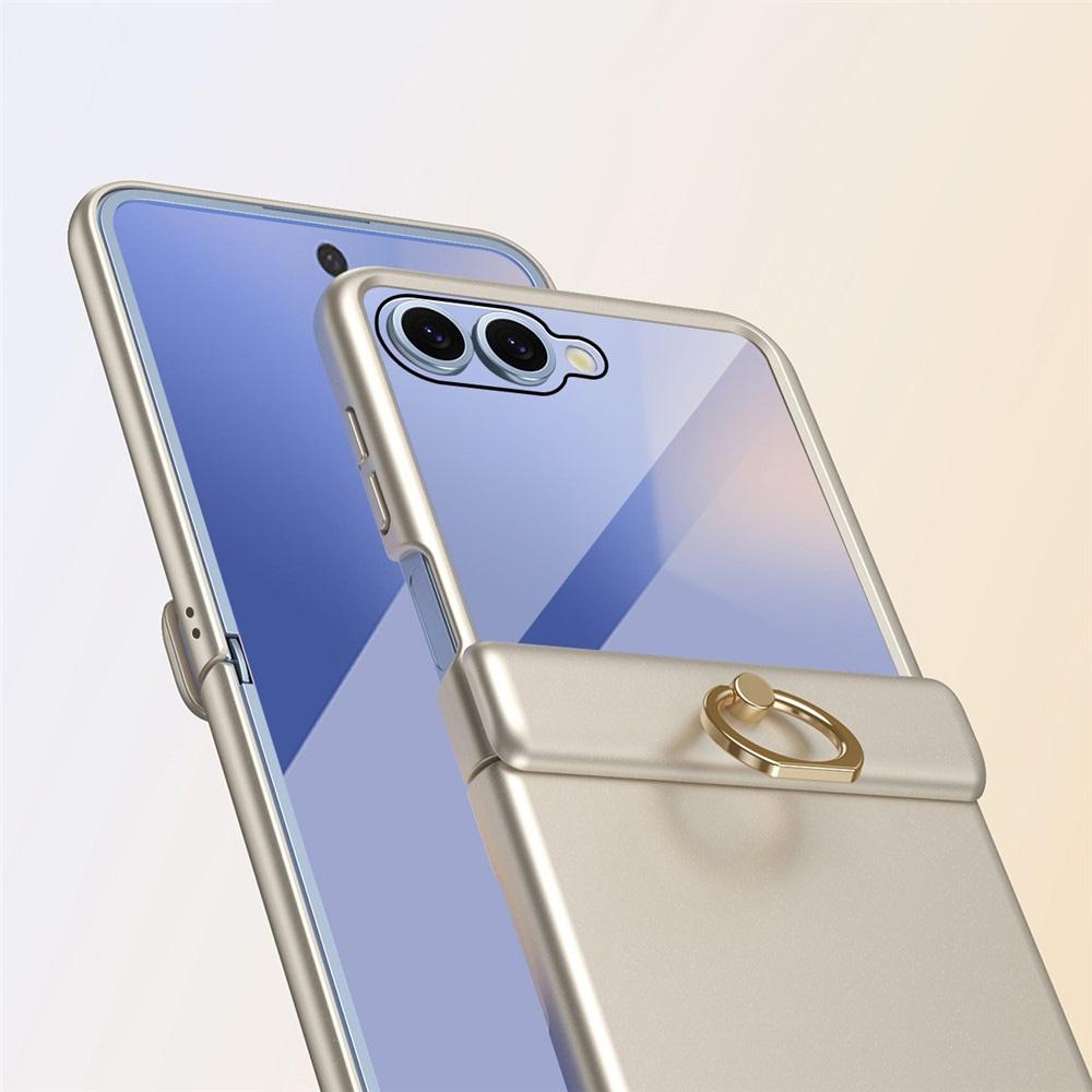 Samsung Galaxy Z Flip 8 Case, Ring Holder Kickstand, with Glass for External Screen, Gold