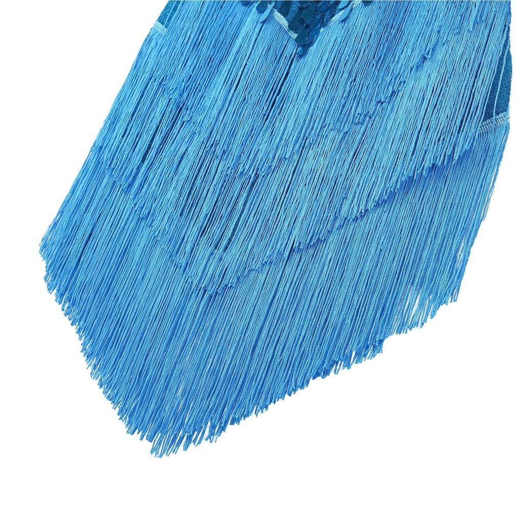 Women Sleeveless Sparkling Sequins Fringe Ballroom Samba Tango Latin Dance Dress Stage Performance Costumes
