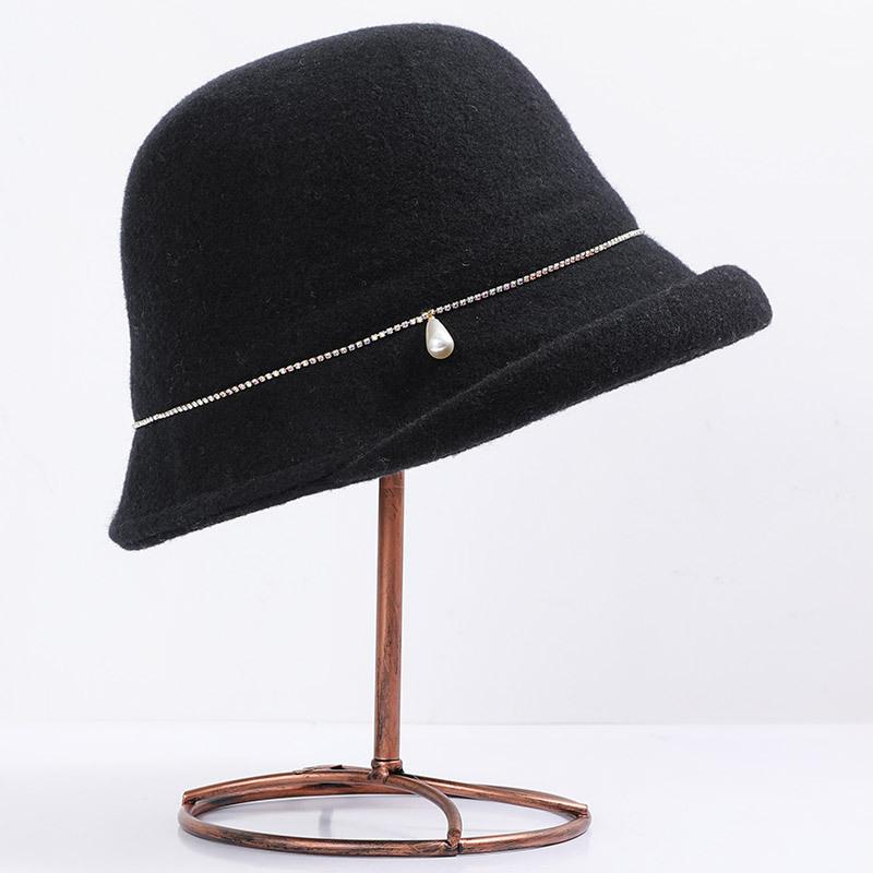 Высококачественная шляпа из новой шерсти женская осенне-зимняя модная шляпа-котелок с загнутыми полями, темпераментная шляпа-ведро знаменитости, элегантная шляпа-клош