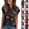 Women's Round Neck Short Sleeve Mid-Length T-Shirt Loose Casual Independence Day Printed Short Sleeve T-Shirt Top