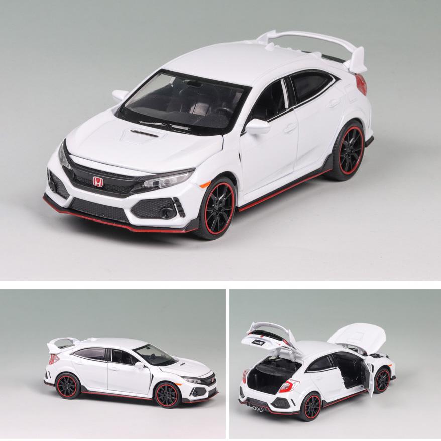 1:32 масштаба 2017 Honda Civic Type-R, литая под давлением модель автомобиля, игрушечный автомобиль с открытыми дверями, свет и звук для детей, мальчиков, девочек, взрослых и мужчин, коллекция