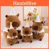 Hat Capybara Birthday Plush Toy Cute Stuffed Doll Cartoon Decoration Gift Kids