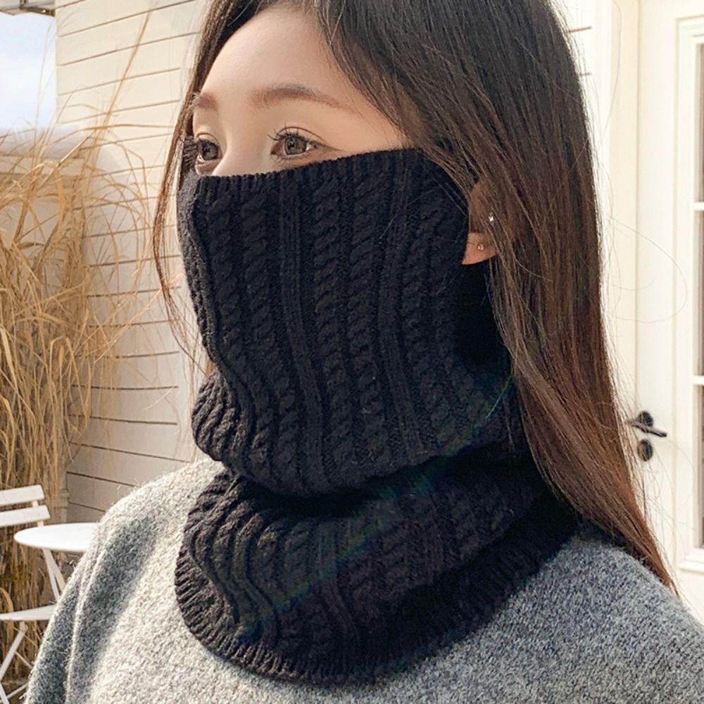 Korean Style Knitted Scarf Solid Color Pullover Wool Bib Retro Turtleneck Fake Collar  Student