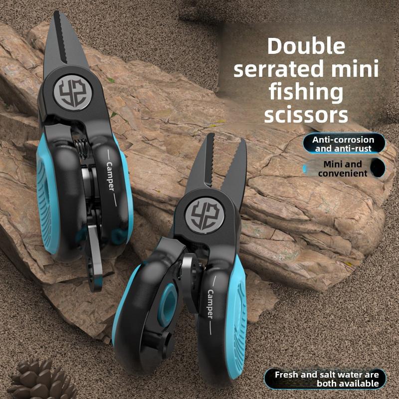 Stainless Steel Mini Fishing Scissors Serrated Blade for PE Line Braid Cutting Compact Travel Camping EDC Tool