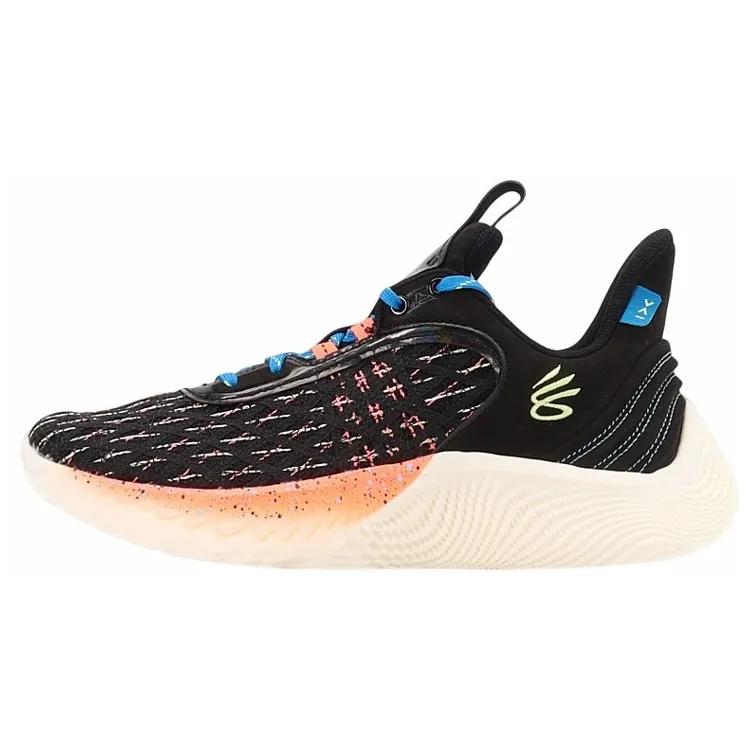 Under Armour Curry Flow 9 'Световое шоу' (унисекс) Черные / Электрический мандарин Баскетбольные кроссовки 3025684 004