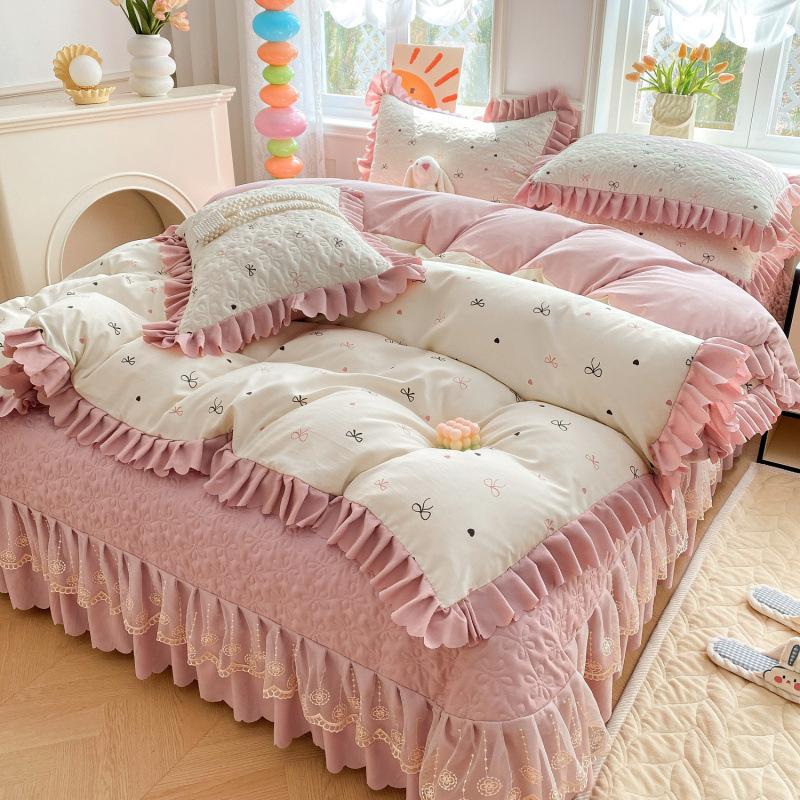 Комплект постельного белья класса А для матери и младенца, 4 предмета, утолщенные стеганые простыни, 3 предмета, комплект маленького жаккардового пододеяльника из бамбукового хлопка, осень, зима