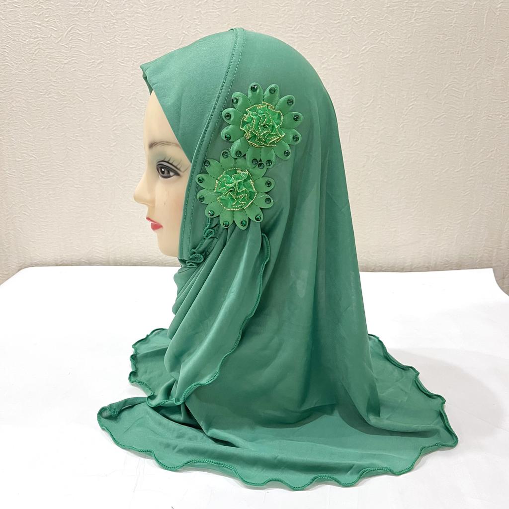 H081 красивый хиджаб для маленькой девочки с цветами, симпатичные шапочки-хиджабы, женские шапочки, подойдут девочкам от 2 до 6 лет