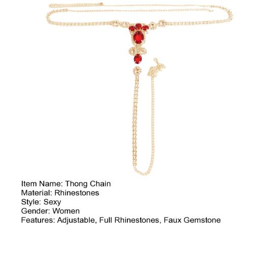 Body Chain Sexy Shiny Faux Gemstone Adjustable Sparkling Decorative Gift Full Rhinestones Thong Panties Chain Jewelry Daily Wear