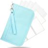 Household Management Pouch Savings Passport Case Gift Large Capacity Polyester Clear Zip Cases 2 Clear Card Aqua [FeasibleSite] [Develop Skills] (4 +