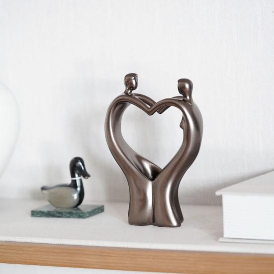 Абстрактная скульптура пары из смолы, держащаяся за руки, статуя влюбленной пары, статуэтка в виде сердца, романтический подарок для него, женщины, годовщины, девичника