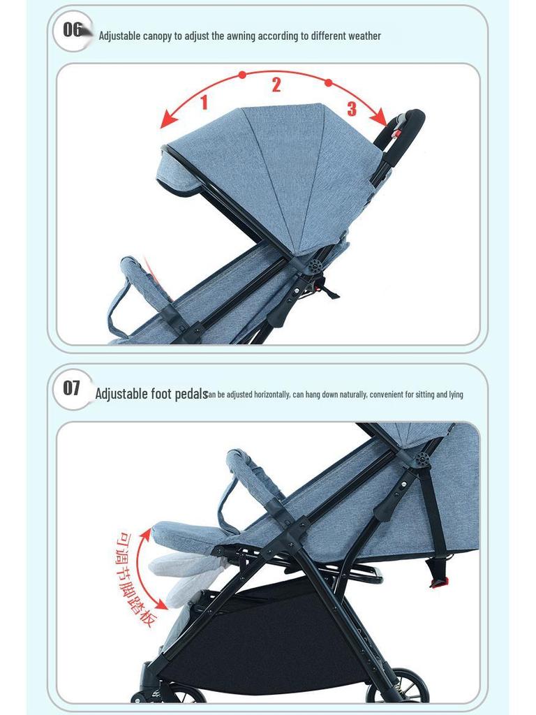 Huaying Lightweight Foldable Baby Stroller - Sit & Recline, One-Button Fold, Ideal for Newborns & Toddlers