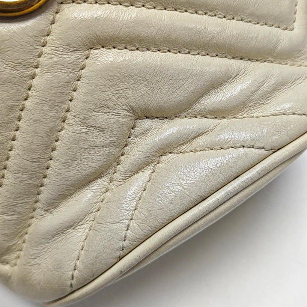 [Pre-Owned] GG Marmont Gold Logo Color Block Drawstring Quilted Chain Bucket Bag - Fair #CIIKN1