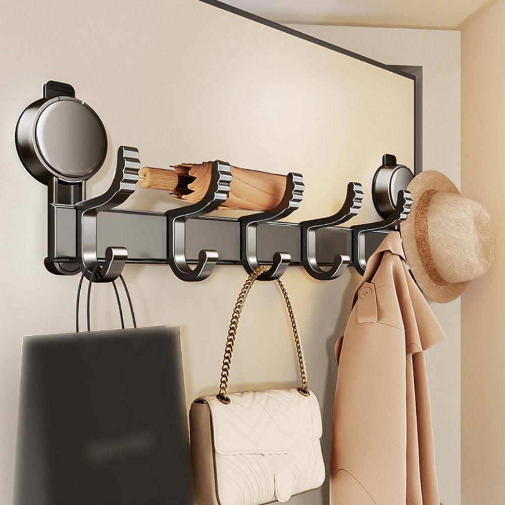 Suction Cup Wall Mount Coat Rack Removable Hanging Key Holder Bathroom Towel Hanger  Entryway