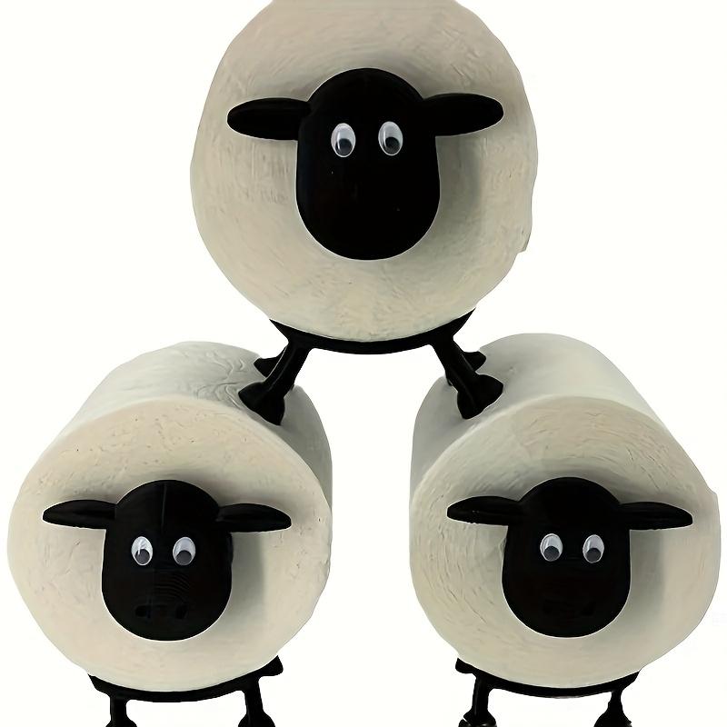 Adorable Sheep-Shaped Toilet Paper Holder - 3D Printed Black Plastic, Freestanding Bathroom Tissue Rack with Over-the-Top Installation