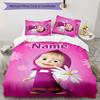 3pcs Masha and the Bear1 Cover Set - Personalized Name, HD Printed Bedding with 1 Cover and 2 Pillowcases - Perfect for Home Decor, Easy Care