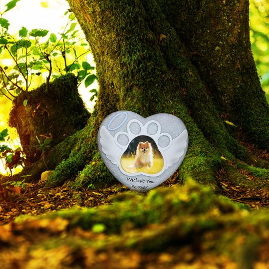 Pet Photo Frame Tombstone Weatherproof Long-Lasting Personalized Pet Memorial Stone Resin Dog Memorial Gift