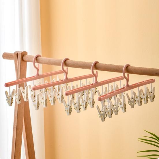 Clothes Drying Hanger 8 Clips 360 Degree Rotatable Windproof Plastic Laundry Hanger Underwear Socks Holder Household Supplies