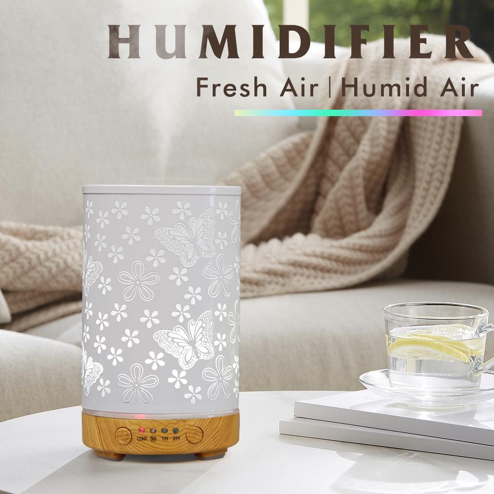 100ml Essential Oil Diffuser Seven-Color Aroma Light Butterfly Ultrasonic Air Humidifier Room Scent Diffuser with Timer Function