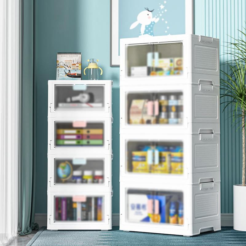 Складной ящик для хранения большой емкости, штабелируемый органайзер для мелочей, ящик для хранения игрушек для спальни, домашняя коробка для сортировки мелочей, прозрачные окна